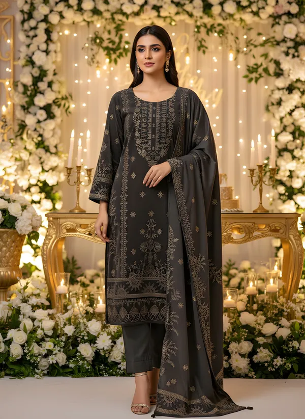 Dark_Charcoal_Grey_Super_Soft_Velvet_Kurti_Pant_&_Dupatta_Set_–_Antique_Gold_Print_–_KPD011CGX1