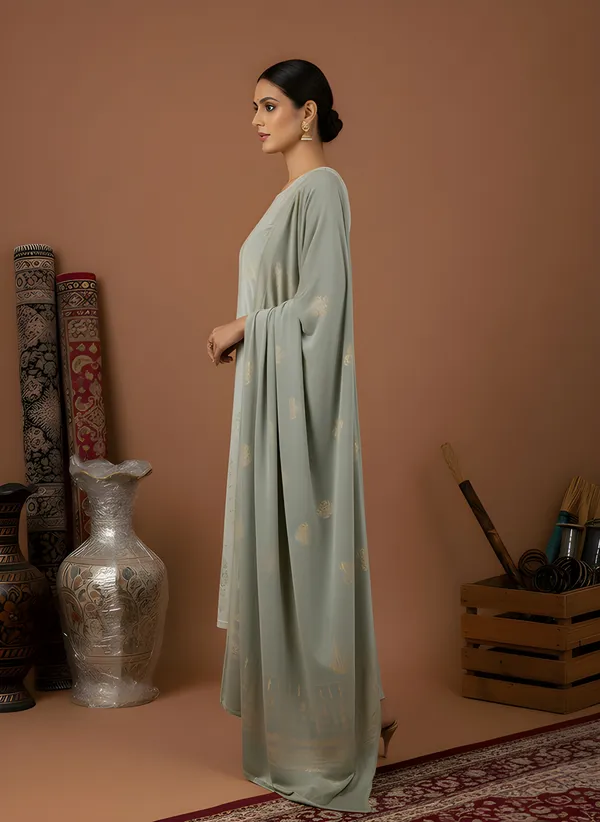 Pista_Sage_Green_with_Antique_Gold_Print,_Super_Soft_Velvet_Kurti_Pant_&_Dupatta_(KPD012SGX1)