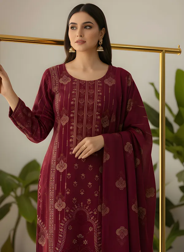 Wine_Maroon_with_Antique_Gold_Print,_Super_Soft_Velvet_Kurti_Pant_&_Dupatta_(KPD012WMX1)