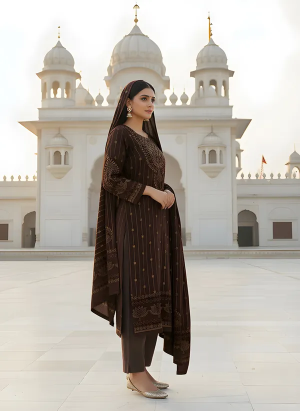 Dark_Chocolate_Brown_with_Antique_Gold_Print,_Super_Soft_Velvet_Kurti_Pant_&_Dupatta_(KPD013CBX1)