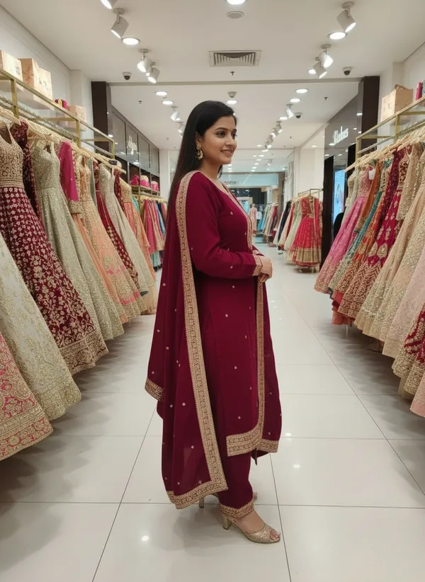 Wine_Magenta_with_Antique_Gold_Embroidery,_Premium_Velvet_Kurti_Pant_&_Dupatta__(KPD015WMX1)