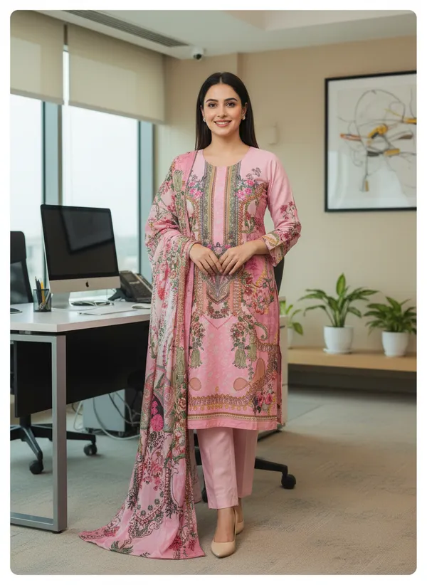 Blush_Pink_with_Floral_Print,_Premium_Soft_woolen_Kurti_pant_&_Dupatta_(KPD016BPX1)