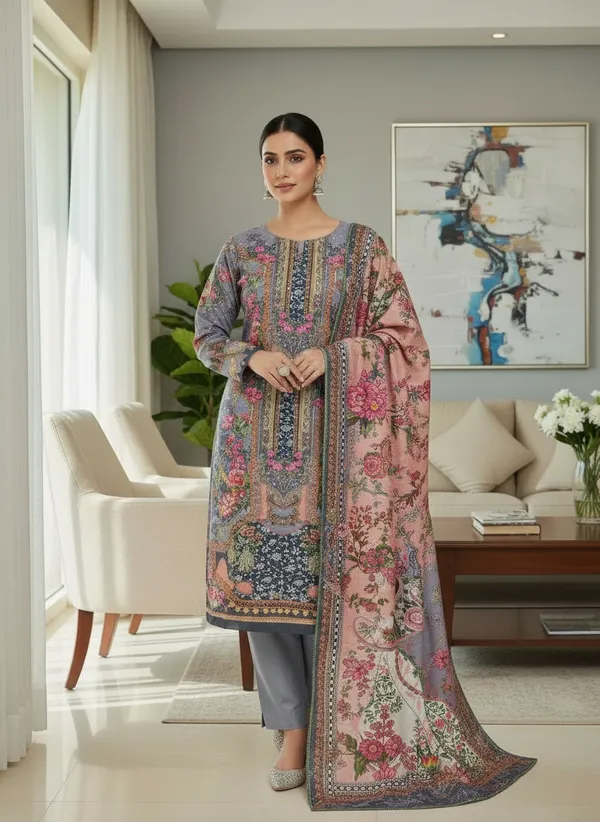 Light_Grey_with_Floral_Print,_Premium_Soft_woolen_Kurti_pant_&_Dupatta_(KPD016LGX1)