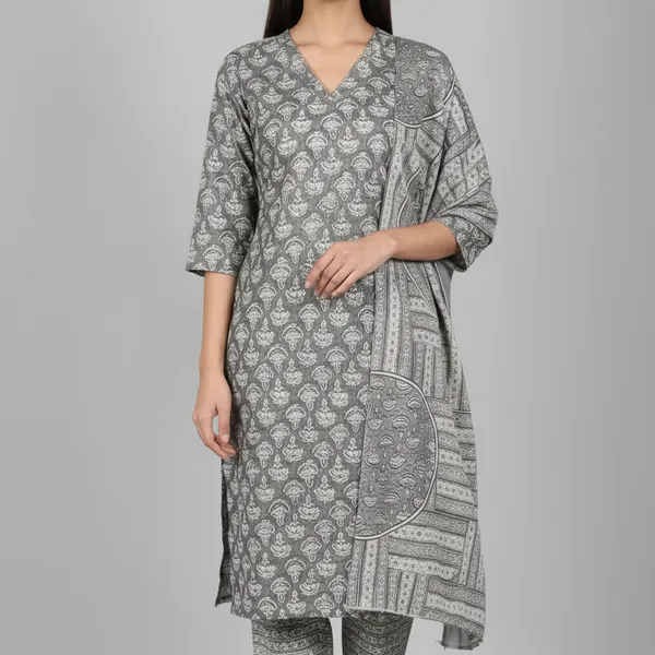 SHREESUTRAM_Ash_Grey,_cotton_Kurti_Pant_&_Dupatta_(KPD039AGX2)