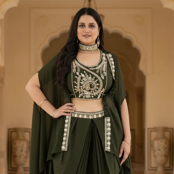 Dark_Green,_Georgette_Western_Drapped_Gown_Set_(WDG008DGX1)