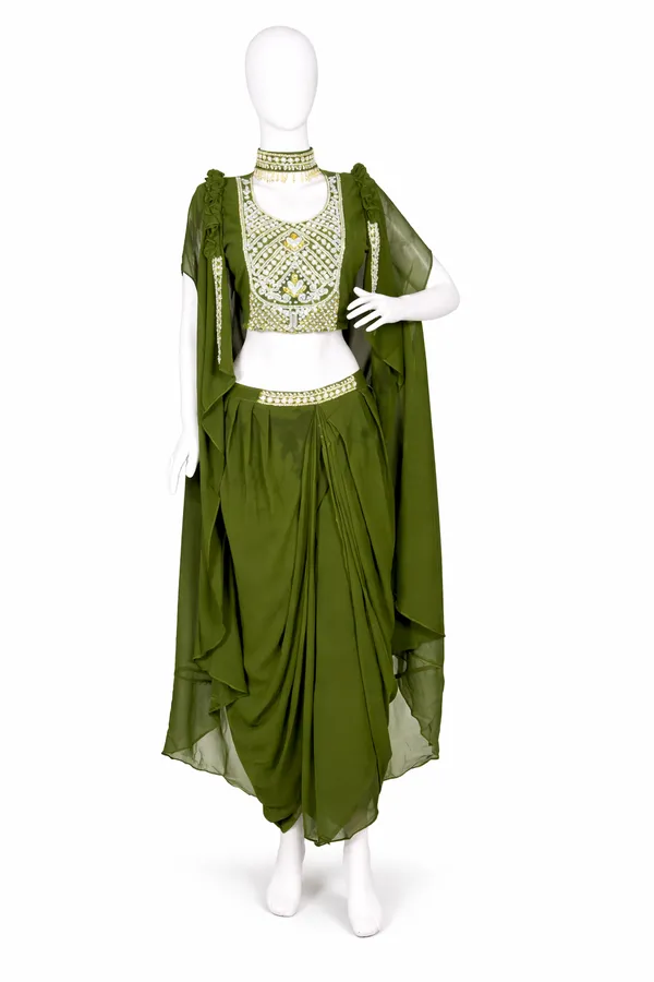 Dark_Green,_Georgette_Western_Drapped_Gown_Set_(WDG008DGX1)