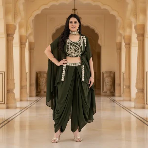 Dark_Green,_Georgette_Western_Drapped_Gown_Set_(WDG008DGX1)