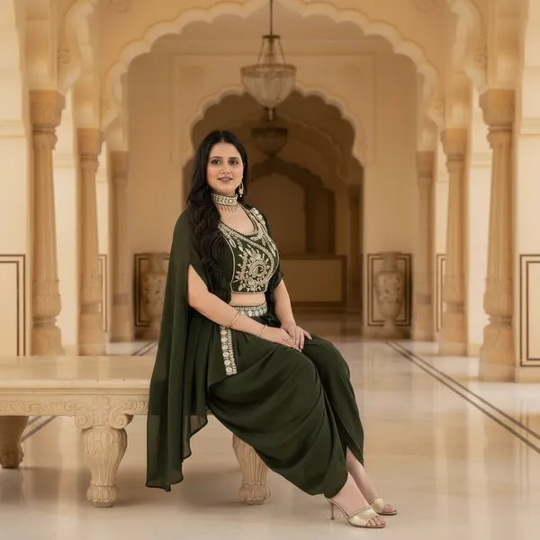 Dark_Green,_Georgette_Western_Drapped_Gown_Set_(WDG008DGX1)