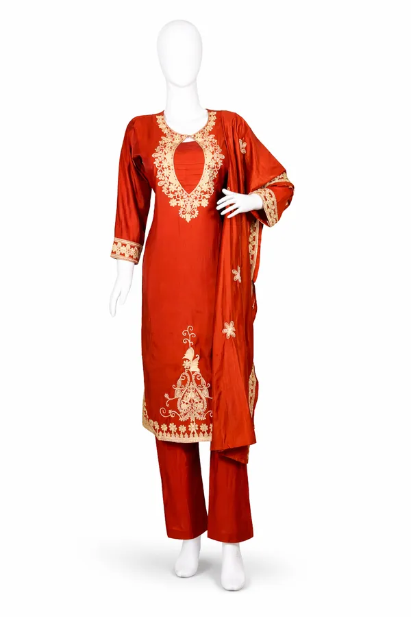Burnt_Orange,_Cotton-Blend_Kurti,_Pant_&_Dupatta_(KPD001BOX1)