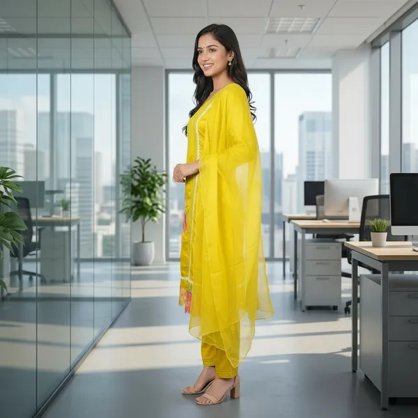 SHREESUTRAM_Mustard_Yellow,_Organza_Kurti,_Pant_&_Dupatta_(KPD019MYX2)