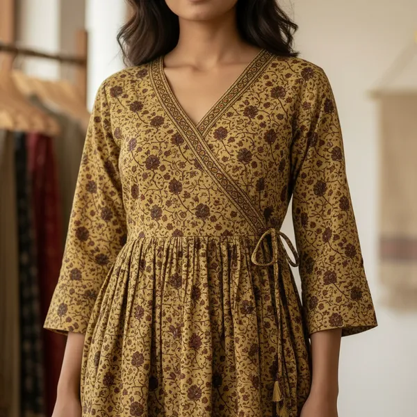 SHREESUTRAM_Mustard_Yellow,_Rayon_Kurti_(K045MYX2)