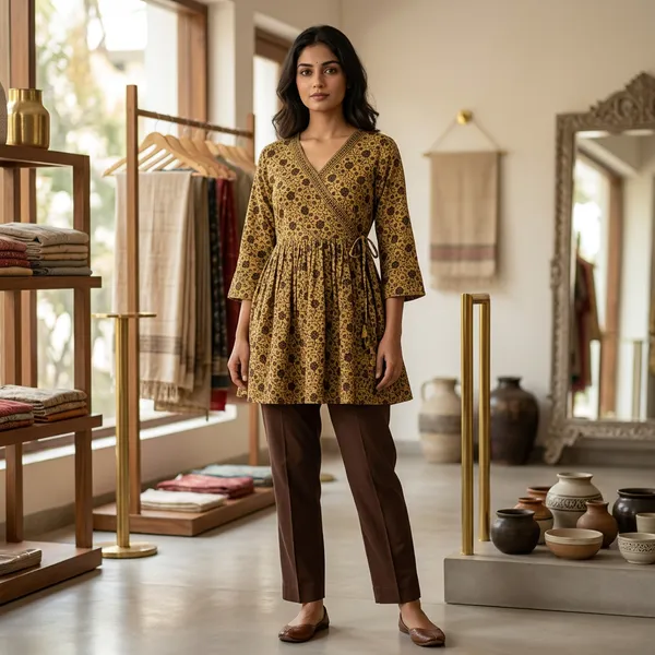 SHREESUTRAM_Mustard_Yellow,_Rayon_Kurti_(K045MYX2)