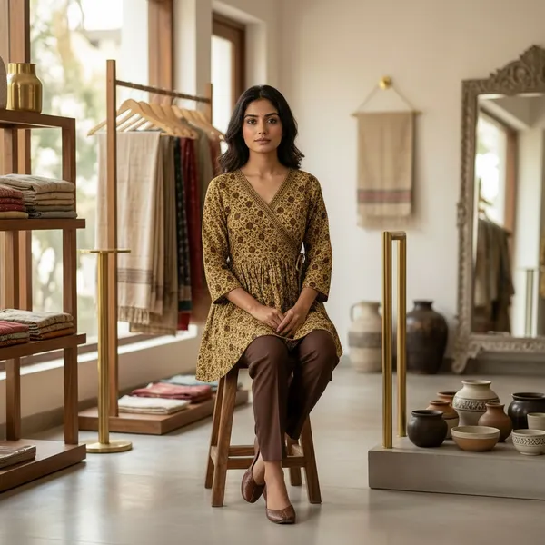 SHREESUTRAM_Mustard_Yellow,_Rayon_Kurti_(K045MYX2)