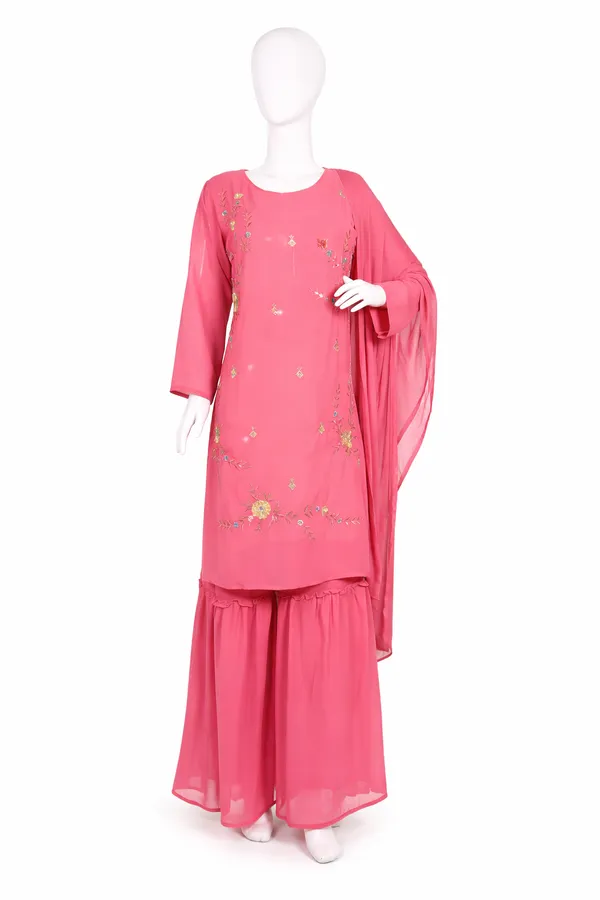 SHREESUTRAM_Dusty_Rose_pink_Georgette_Kurti,_Pant_&_Dupatta_(KPD030RPX2)