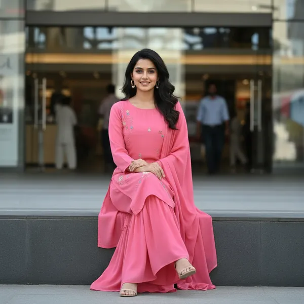 SHREESUTRAM_Dusty_Rose_pink_Georgette_Kurti,_Pant_&_Dupatta_(KPD030RPX2)