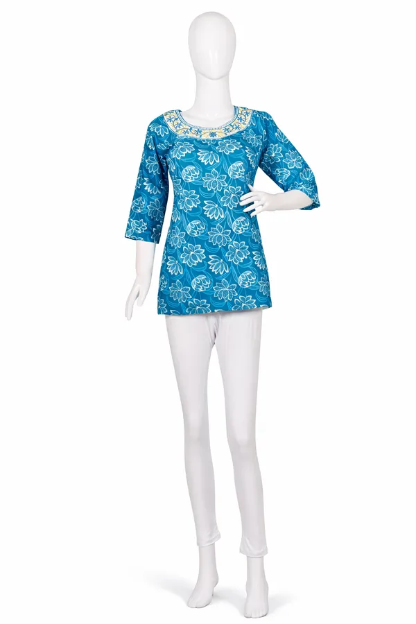 SHREESUTRAM_Aqua_Blue,_Rayon_Kurti_(K042ABX2)