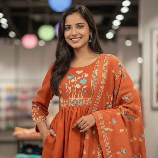 SHREESUTRAM_Rust_Red,_Silk_Blend,_Kurti_Shrara_&_Dupatta_(KPD048RRX1)