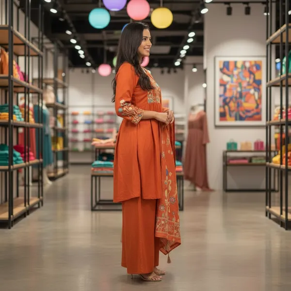 SHREESUTRAM_Rust_Red,_Silk_Blend,_Kurti_Shrara_&_Dupatta_(KPD048RRX1)