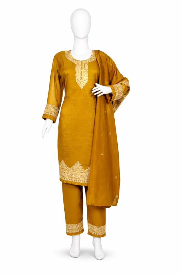 Olive_Gold_Georgette_Embroidered_Kurti_Pant_Dupatta_Set_–_Festive_&_Party_Wear_–_KPD003OGX1