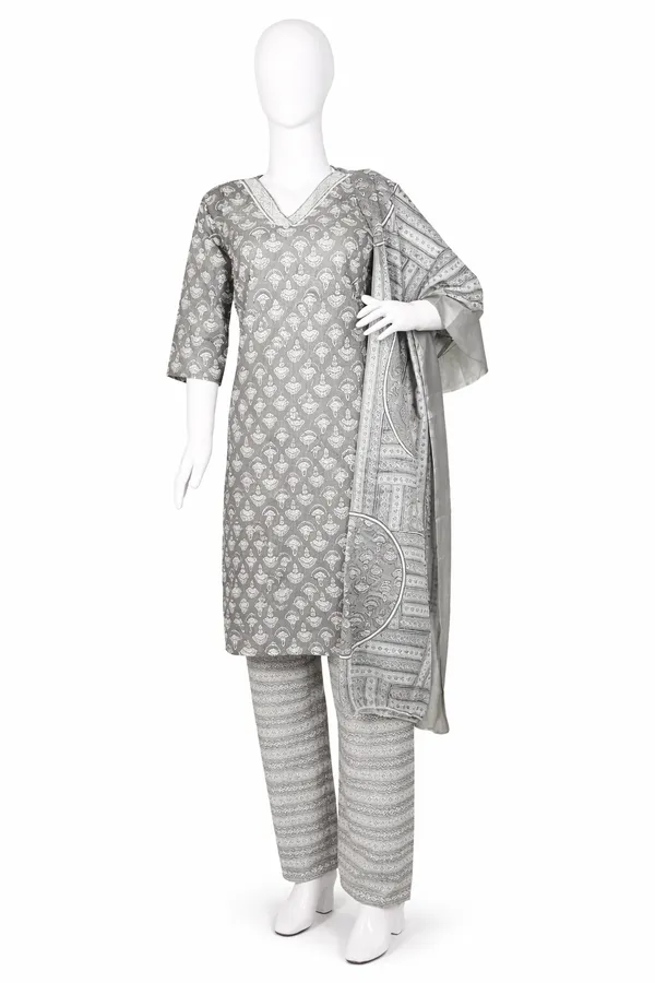 SHREESUTRAM_Ash_Grey,_cotton_Kurti_Pant_&_Dupatta_(KPD039AGX2)