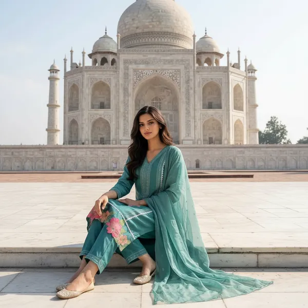 SHREESUTRAM_Teal_Green,_Organza_Kurti,_Pant_&_Dupatta_(KPD019TGX2)