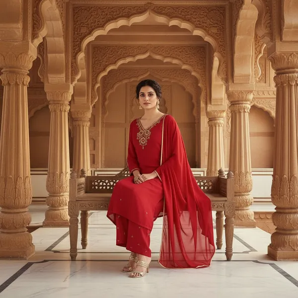 SHREESUTRAM_Deep_Red,_Georgette_Kurti,_Pant_&_Dupatta_(KPD023DRX2)