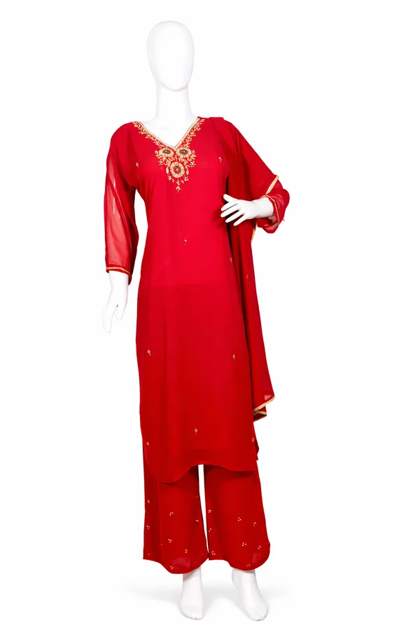 SHREESUTRAM_Deep_Red,_Georgette_Kurti,_Pant_&_Dupatta_(KPD023DRX2)