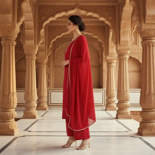 SHREESUTRAM_Deep_Red,_Georgette_Kurti,_Pant_&_Dupatta_(KPD023DRX2)