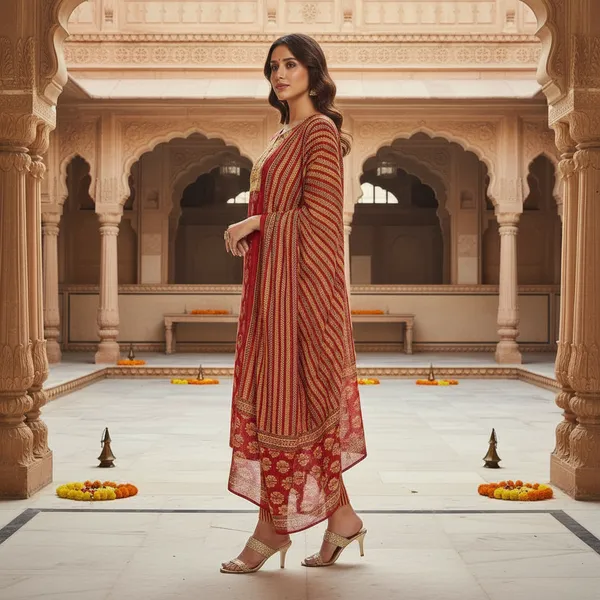 SHREESUTRAM_Rani_Pink,_Cotton-Blend_Kurti,_Pant_&_Dupatta_(KPD026RPX2)