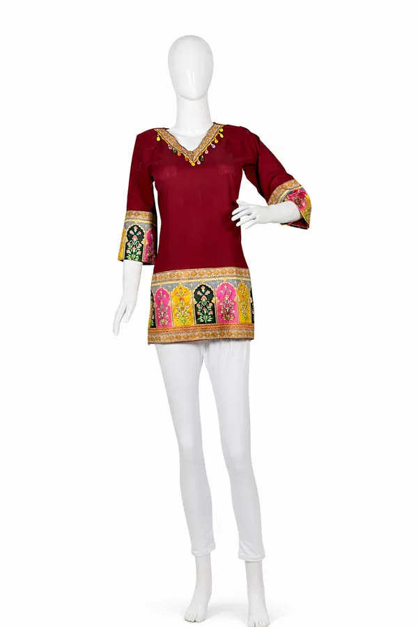 SHREESUTRAM_Deep_Maroon,_Viscose_Rayon_Kurti_(K041SBX2)