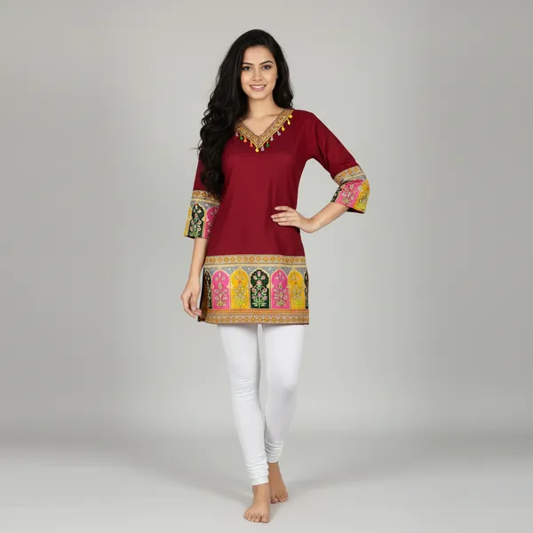 SHREESUTRAM_Deep_Maroon,_Viscose_Rayon_Kurti_(K041SBX2)