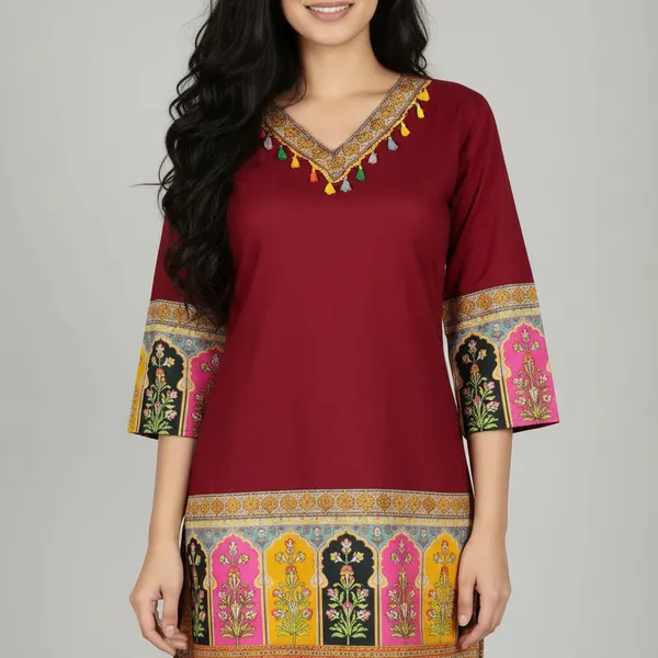 SHREESUTRAM_Deep_Maroon,_Viscose_Rayon_Kurti_(K041SBX2)