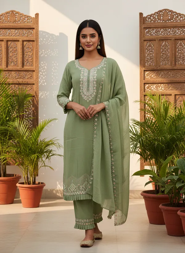 Sage_Green_Soft_Georgette_Blend_Kurti_Pant_&_Dupatta_Set_–_Delicate_Embroidery_&_Thread_Work_–_KPD007SGX1