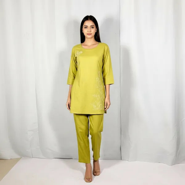 SHREESUTRAM_Olive_Green,_Poly_Cotton_Co-ord_Set_(CS035OGX2)