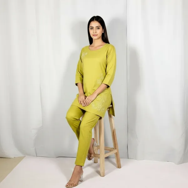 SHREESUTRAM_Olive_Green,_Poly_Cotton_Co-ord_Set_(CS035OGX2)