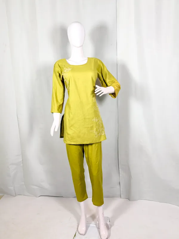 SHREESUTRAM_Olive_Green,_Poly_Cotton_Co-ord_Set_(CS035OGX2)