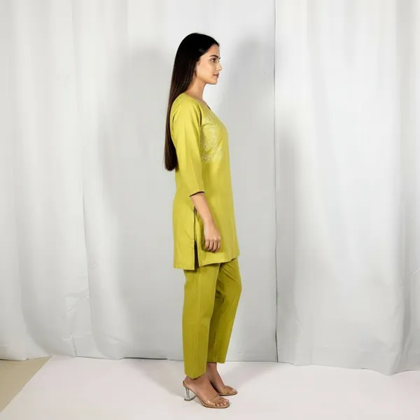 SHREESUTRAM_Olive_Green,_Poly_Cotton_Co-ord_Set_(CS035OGX2)