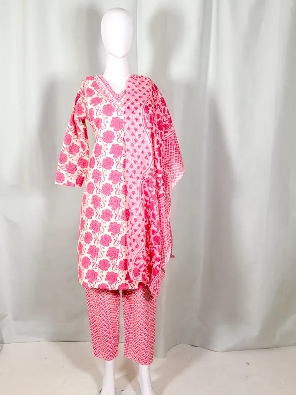 SHREESUTRAM_Rani_Pink,_cotton_Kurti_Pant_&_Dupatta_(KPD037RPX2)