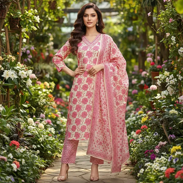 SHREESUTRAM_Rani_Pink,_cotton_Kurti_Pant_&_Dupatta_(KPD037RPX2)