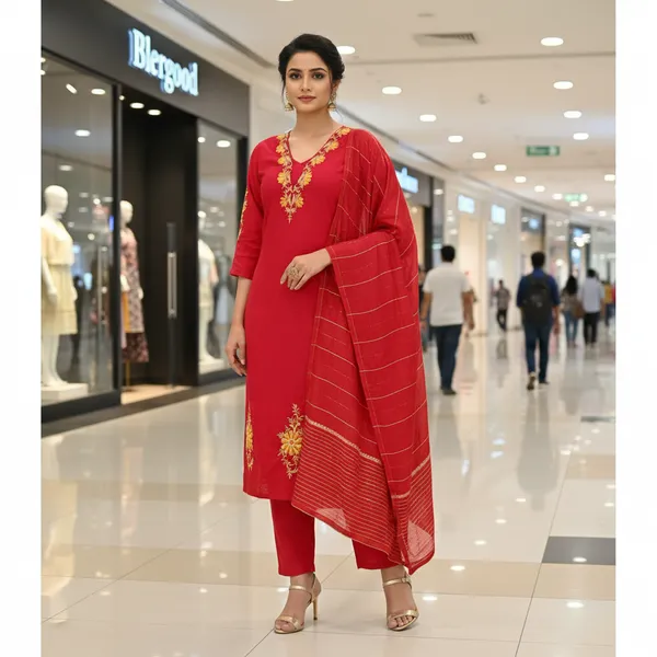 SHREESUTRAM_Rani_pink,_Cotton_Kurti,_Pant_&_Dupatta_(KPD029RPX2)