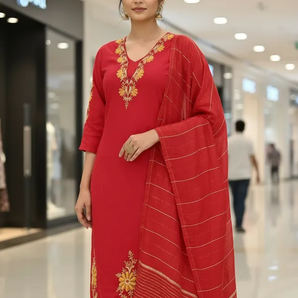 SHREESUTRAM_Rani_pink,_Cotton_Kurti,_Pant_&_Dupatta_(KPD029RPX2)