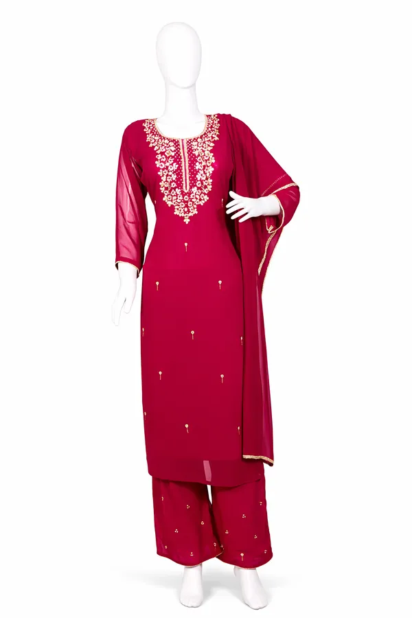 SHREESUTRAM_Dark_Magenta,_Georgette_Kurti,_Pant_&_Dupatta_(KPD021DMX2))
