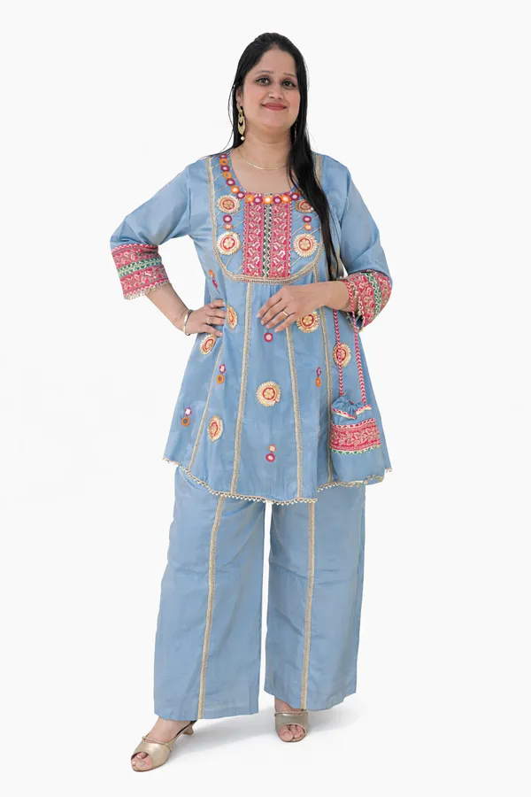 Ice_Blue_Viscose_Rayon_Co-Ord_Set_with_Kurti,_Palazzo_&_Potli_–_Embroidery_and_Mirror_Work_–_CS001IBX1