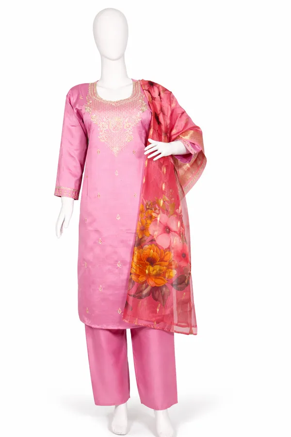 Dusty_Rose_Pink_Cotton_Silk_Blend_Kurti_Pant_&_Dupatta_Set_–_Floral_Digital_Print_with_Border_Detailing_–_KPD010RPX1