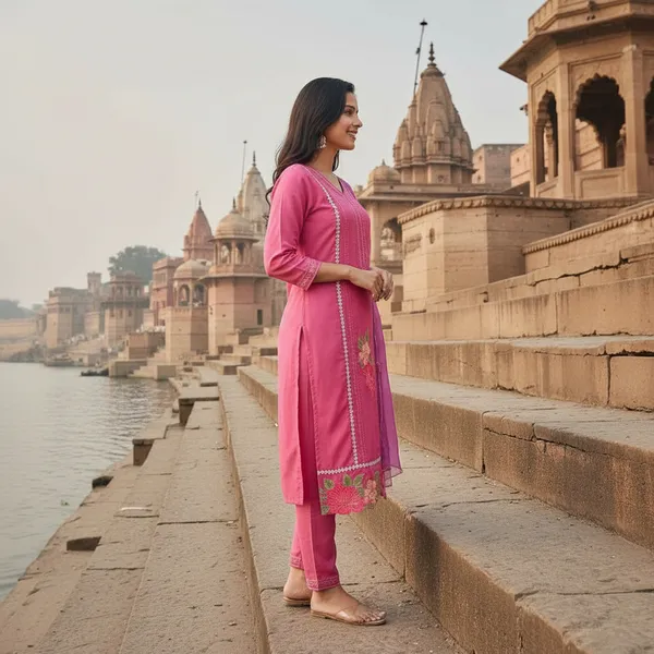 SHREESUTRAM_Dusty_rose_Pink,_Organza_Kurti,_Pant_&_Dupatta_(KPD019RPX2)