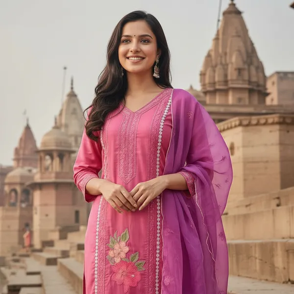 SHREESUTRAM_Dusty_rose_Pink,_Organza_Kurti,_Pant_&_Dupatta_(KPD019RPX2)
