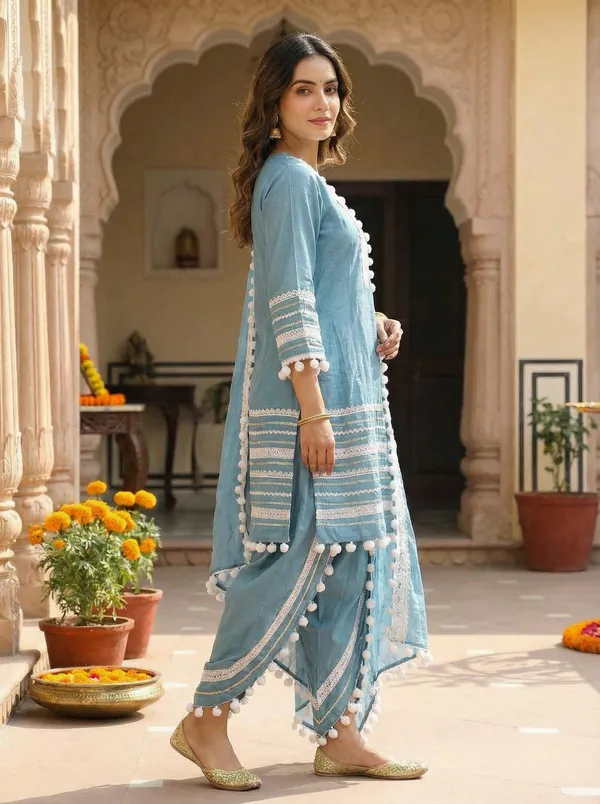 Dusty_Teal_Blue,_Cotton-Rayon_Mix_Pom_Pom_Lace_Work_Afgani_Suit_(AS006DTX1)