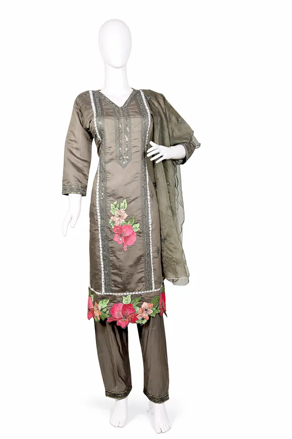 SHREESUTRAM_Charcol_Grey,_Organza_Kurti,_Pant_&_Dupatta_(KPD019CGX2)