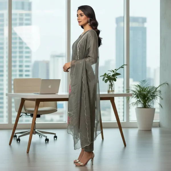 SHREESUTRAM_Charcol_Grey,_Organza_Kurti,_Pant_&_Dupatta_(KPD019CGX2)