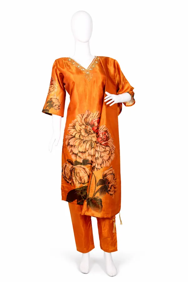 SHREESUTRAM_Burnt_orange,_Soft_Organza_with_Zari_&_Pearl_Work_Kurti,_Pant_&_Dupatta_(KPD017BOX2)